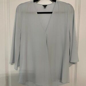 Ann Taylor Powder Blue Sheer Blouse w/Flutter Sleeves Size S